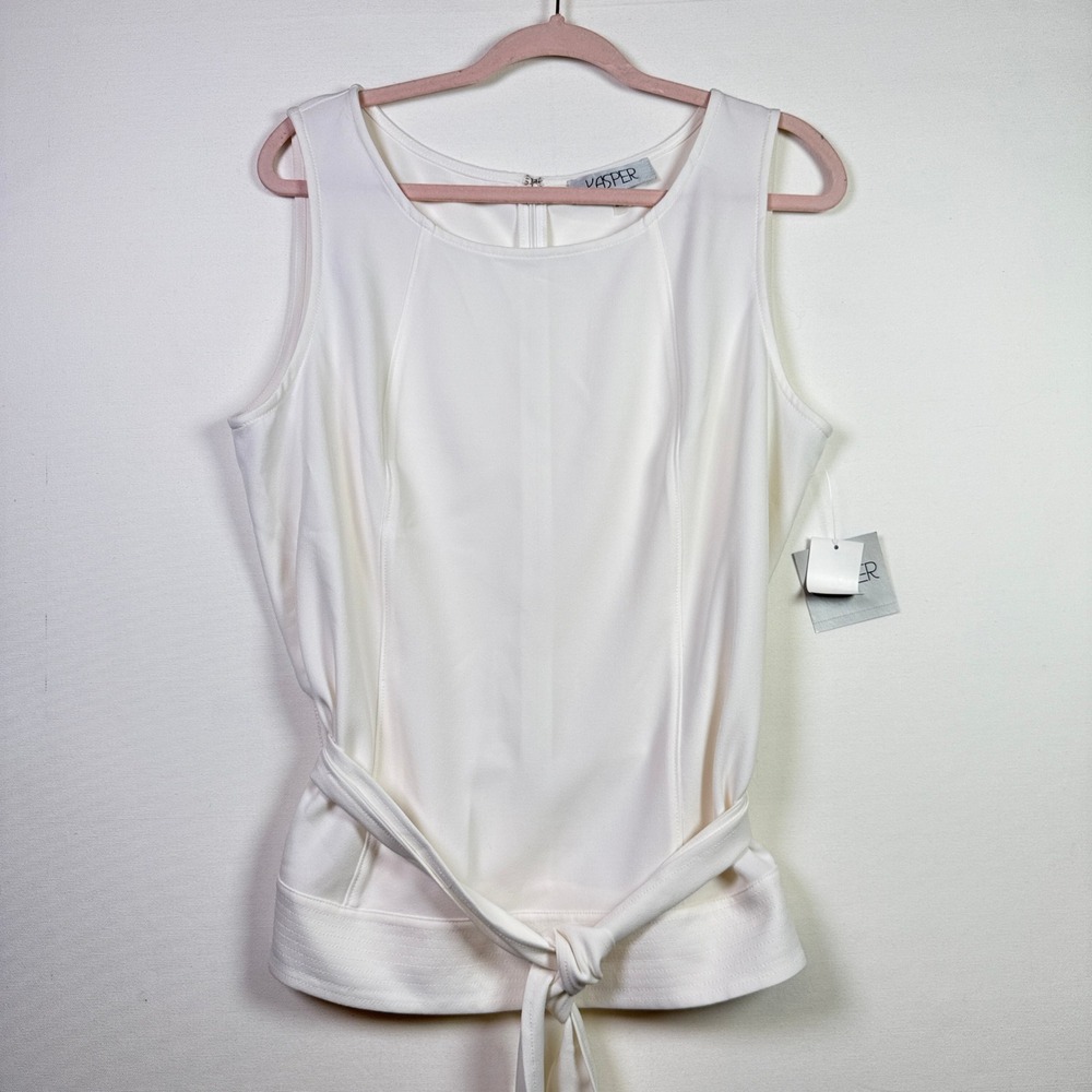 KASPER Vanilla Ice Sleeveless Tie-Waist Blouse XL